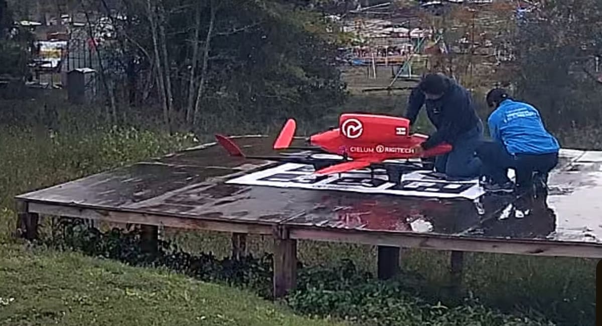 Plataforma elevada de madera para despegue y aterrizaje